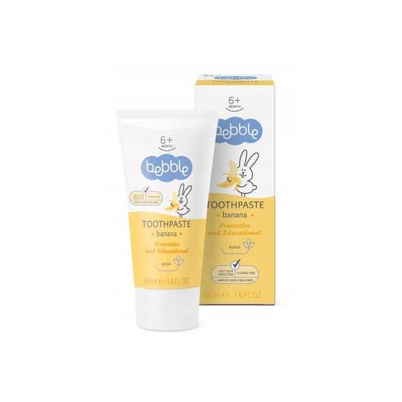 Bebble, pasta do zębów dla dzieci 6m+, bananowa, 50 ml Bebble, pasta do zębów dla dzieci 6m+, bananowa, 50 ml - zdjęcie produktu