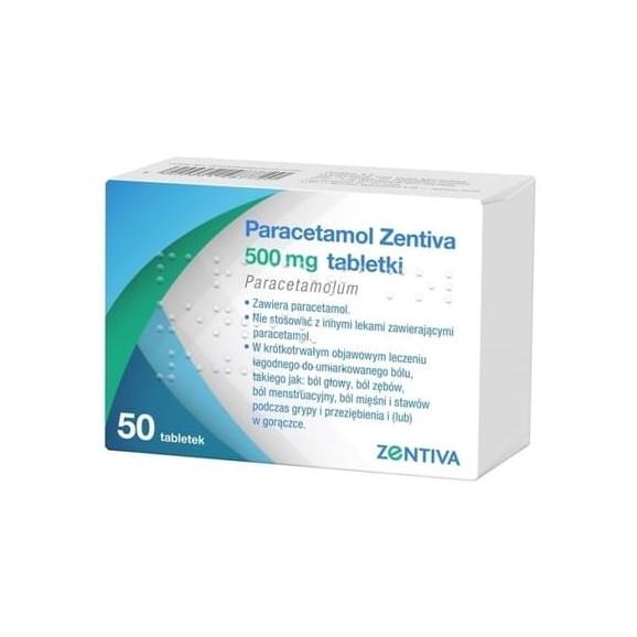 Zentiva Paracetamol 500 mg, tabletki, 50 szt. Zentiva Paracetamol 500 mg, tabletki, 50 szt. - zdjęcie produktu