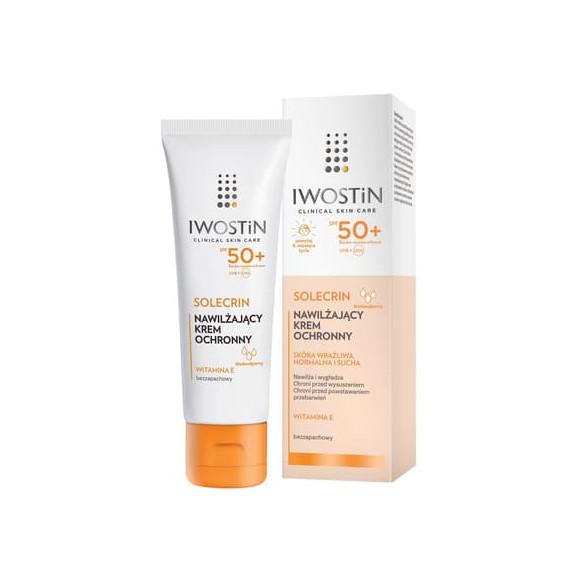 Iwostin Solecrin, nawilżający krem ochronny, skóra wrażliwa, normalna i sucha, SPF 50+, 50 ml Iwostin Solecrin, nawilżający krem ochronny, skóra wrażliwa, normalna i sucha, SPF 50+, 50 ml - zdjęcie produktu