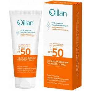 Oillan, ochronna emulsja do twarzy i ciała, SPF 50, skóra wrażliwa, 100 ml - zdjęcie produktu