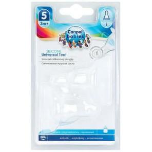 Canpol Babies, smoczek silikonowy okrągły, trójprzepływowy, od 3 miesiąca, 2 szt. - zdjęcie produktu