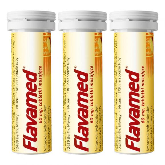 3x Flavamed, 60 mg, tabletki musujące, 10 szt. 3x Flavamed, 60 mg, tabletki musujące, 10 szt. - zdjęcie produktu