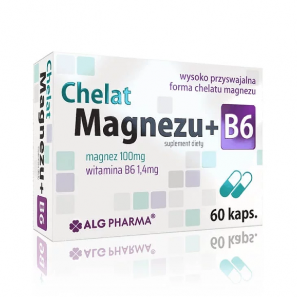 Alg Pharma Chelat Magnezu + B6, kapsułki, 60 szt. Alg Pharma Chelat Magnezu + B6, kapsułki, 60 szt. - zdjęcie produktu