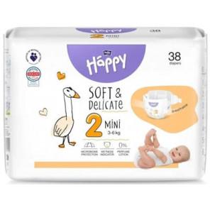 Bella Happy Soft & Delicate, pieluszki, rozmiar 2 Mini 3-6 kg, 38 szt. - zdjęcie produktu