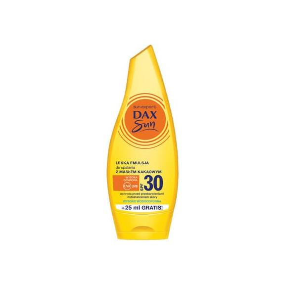 Dax Sun, lekka emulsja do opalania z masłem kakaowym, SPF 30, 175 ml Dax Sun, lekka emulsja do opalania z masłem kakaowym, SPF 30, 175 ml - zdjęcie produktu