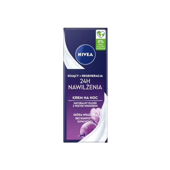 Nivea 24H Nawilżenia, krem kojąco-regenerujący, na noc, 50 ml Nivea 24H Nawilżenia, krem kojąco-regenerujący, na noc, 50 ml - zdjęcie produktu