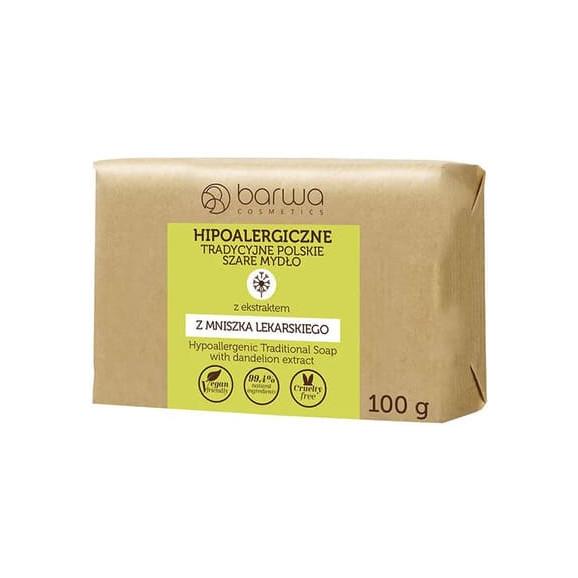 Barwa, hipoalergiczne, tradycyjne polskie szare mydło, mniszek lekarski, 100 g Barwa, hipoalergiczne, tradycyjne polskie szare mydło, mniszek lekarski, 100 g - zdjęcie produktu
