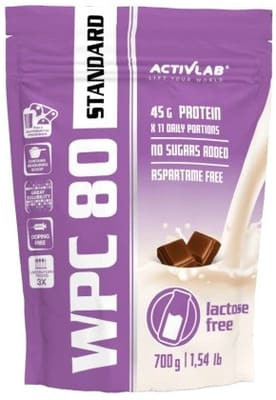 ActivLab WPC 80 Standard Bez Laktozy, odżywka białkowa, smak czekoladowy, 700 g
