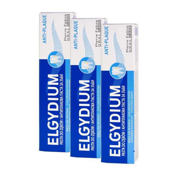 3x Elgydium Anti Plaque, pasta do zębów, antybakteryjna, 75 ml 3x Elgydium Anti Plaque, pasta do zębów, antybakteryjna, 75 ml - zdjęcie produktu