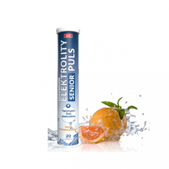 Elektrolity Senior Puls, smak pomarańczowy, tabletki musujące, 20 tabletek - zdjęcie produktu