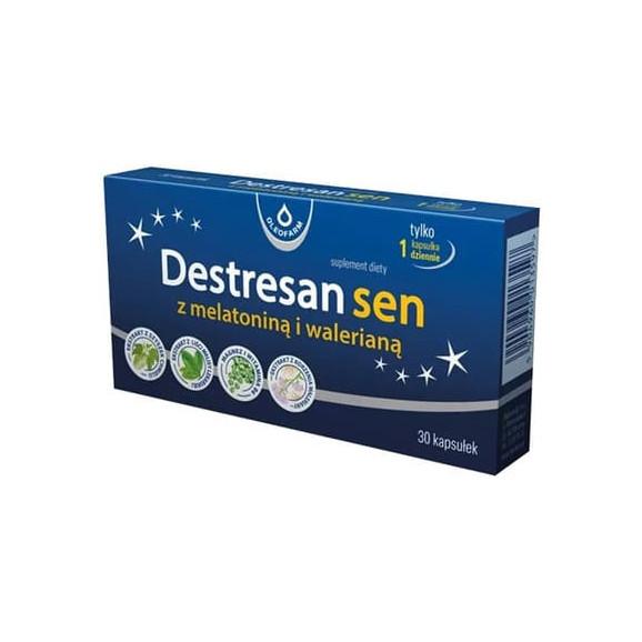 Oleofarm Destresan Sen z melatoniną i walerianą, kapsułki, 30 szt. Oleofarm Destresan Sen z melatoniną i walerianą, kapsułki, 30 szt. - zdjęcie produktu