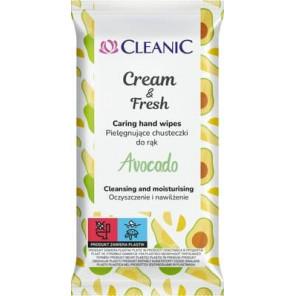 Cleanic Cream & Fresh, pielęgnujące chusteczki do rąk, Avokado, 15 szt. - zdjęcie produktu
