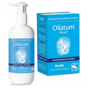 Oilatum Baby, krem ochronny, 350ml + Oilatum, mydło w kostce, 100g + Canpol worek z liskiem - zdjęcie produktu