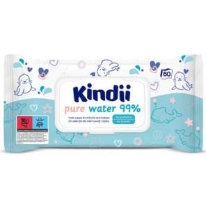 Kindii Pure Water 99%, chusteczki nawilżane dla niemowląt i dzieci, 60 szt. - zdjęcie produktu