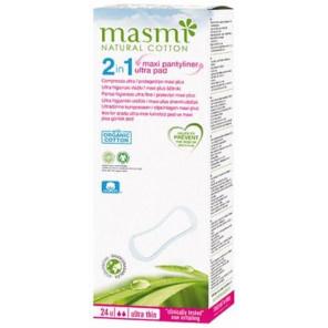 Masmi Natural Cotton, podpaski z bawełny organicznej, 2w1 Ultra Thin, 24 szt. - zdjęcie produktu