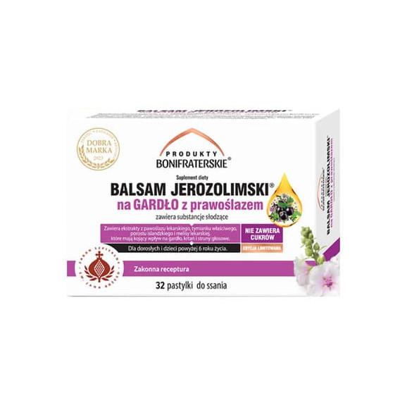 Balsam Jerozolimski na gardło z prawoślazem, Produkty Bonifraterskie, pastylki do ssania, 32 szt. Balsam Jerozolimski na gardło z prawoślazem, Produkty Bonifraterskie, pastylki do ssania, 32 szt. - zdjęcie produktu