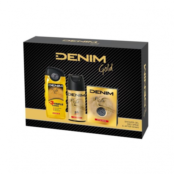 Denim Gold Zestaw kosmetyków dla mężczyzn Płyn po goleniu 100 ml + Żel pod prysznic 250 ml + Dezodorant 150 ml - zdjęcie produktu