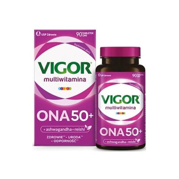 Vigor Multiwitamina Ona 50+, tabletki, 90 szt. Vigor Multiwitamina Ona 50+, tabletki, 90 szt. - zdjęcie produktu