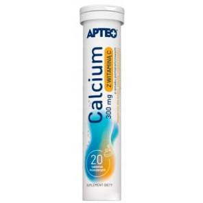 Apteo Calcium 300 mg z witaminą C, smak pomarańczowy, tabletki musujące, 20 szt. - zdjęcie produktu