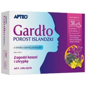 Apteo Gardło Porost Islandzki, smak czarnej porzeczki, pastylki do ssania, 36 szt. - zdjęcie produktu