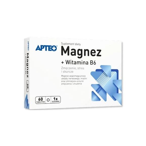 Apteo Magnez + Witamina B6, tabletki, 60 szt. Apteo Magnez + Witamina B6, tabletki, 60 szt. - zdjęcie produktu