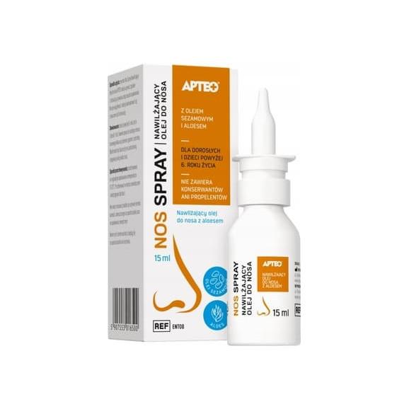 Apteo Nos Spray, nawilżający olej do nosa, 15 ml Apteo Nos Spray, nawilżający olej do nosa, 15 ml - zdjęcie produktu