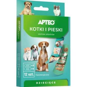 Apteo Kotki i Pieski, zestaw plastrów dla dzieci, 12 szt. - zdjęcie produktu