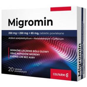 Migromin 250 mg + 250 mg + 65 mg, tabletki, 20 szt. - zdjęcie produktu