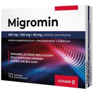 Migromin 250 mg + 250 mg + 65 mg, tabletki, 10 szt. - zdjęcie produktu