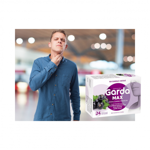 Garda Max, smak czarna porzeczka, pastylki do ssania, 24 szt. Garda Max, smak czarna porzeczka, pastylki do ssania, 24 szt. - zdjęcie produktu