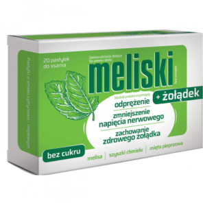 Meliski + żołądek, smak cytrynowo–miętowy, pastylki do ssania, 20 szt. - zdjęcie produktu