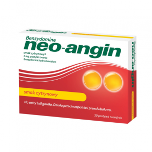 Benzydamine Neo-angin 3 mg, smak cytrynowy, pastylki do ssania, 20 szt. - zdjęcie produktu