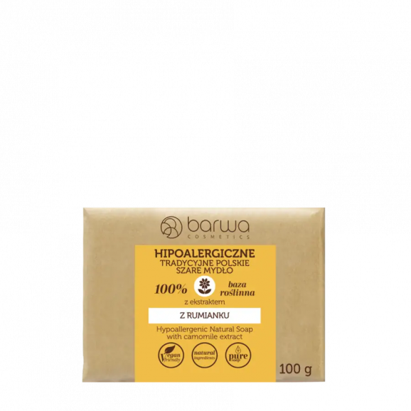 Barwa Hipoalergiczne Tradycyjne Polskie Szare Mydło z Ekstraktem z Rumianku (100 g) - zdjęcie produktu