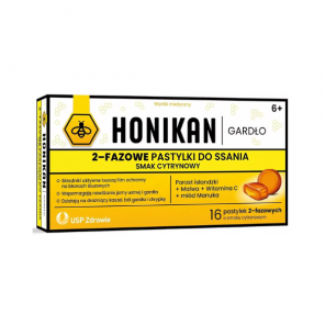 Honikan Gardło, 2-fazowe pastylki do ssania, smak cytrynowy, 16 szt. - zdjęcie produktu