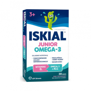Iskial Junior Omega-3, smak truskawkowy, żelki, 30 szt. - zdjęcie produktu