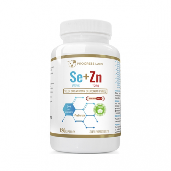 Progress Labs Se+Zn+ Prebiotyk, kapsułki, 120 szt. Progress Labs Se+Zn+ Prebiotyk, kapsułki, 120 szt. - zdjęcie produktu