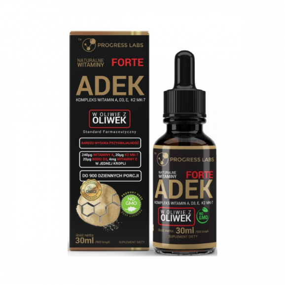 Progress Labs ADEK Forte w oliwie z oliwek, krople, 30 ml Progress Labs ADEK Forte w oliwie z oliwek, krople, 30 ml - zdjęcie produktu