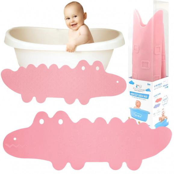 Bocioland, mata antypoślizgowa do kąpieli, Krokodyl różowy, 1 szt. - zdjęcie produktu