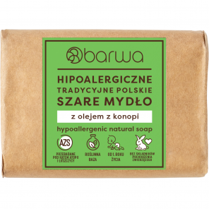 Barwa Hipoalergiczne Tradycyjne Polskie Szare Mydło z olejem z konopi 100g - zdjęcie produktu