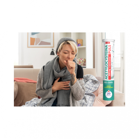 Acetylocysteina Puls 600 mg, smak cytrynowy, tabletki musujące, 20 szt. - zdjęcie produktu