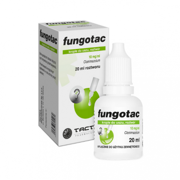 Fungotac 10 mg/ ml, krople do uszu, 20 ml Fungotac 10 mg/ ml, krople do uszu, 20 ml - zdjęcie produktu
