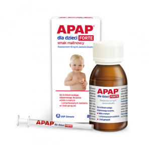 Apap Forte dla dzieci 40 mg/ml, zawiesina doustna, smak malinowy, 85 ml - zdjęcie produktu