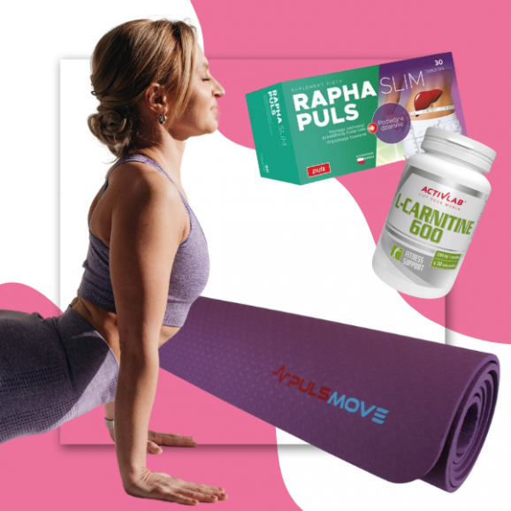 Zestaw MATA 6 MM PULSMOVE DO JOGI FIOLET + TORBA + Activlab L-Carnitine 600, kapsułki, 60 szt. + Raphaslim Puls, 30 tabletek Zestaw MATA 6 MM PULSMOVE DO JOGI FIOLET + TORBA + Activlab L-Carnitine 600, kapsułki, 60 szt. + Raphaslim Puls, 30 tabletek - zdjęcie produktu