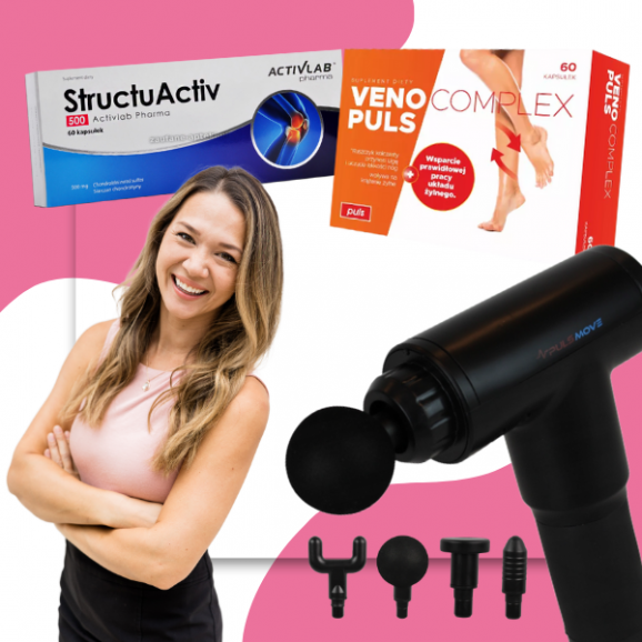 Zestaw Pistolet do masażu KH-320 PULSMOVE + StructuActiv 500 Activlab Pharma, kapsułki, 60 szt. + Venocomplex Puls, 60 kaps. - zdjęcie produktu