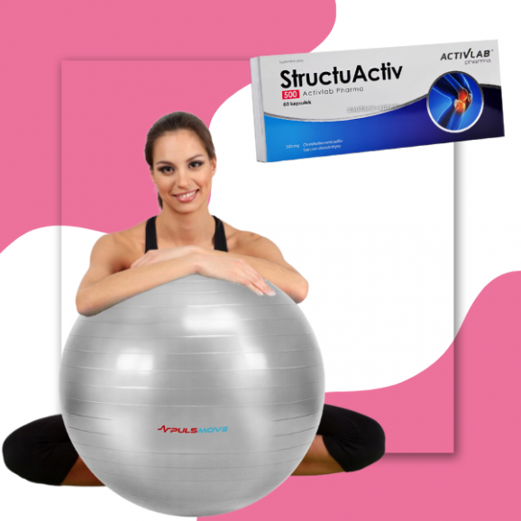 Zestaw PULSMOVE Piłka rehabilitacyjna do siedzenia, masażu + StructuActiv 500 Activlab Pharma, kapsułki, 60 szt. - zdjęcie produktu