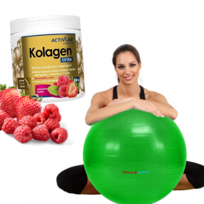 Zestaw PULSMOVE Piłka rehabilitacyjna do siedzenia i masażu + ActivLab Pharma Kolagen Extra, truskawka-malina, 300g - zdjęcie produktu