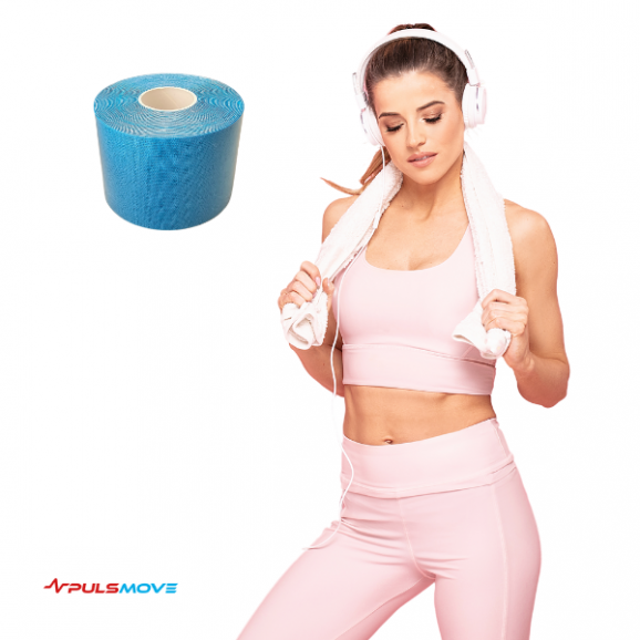 PULSMOVE Taśmy Kinezjologiczne Taśma do kinesiotapingu 5cmx5m niebieska - zdjęcie produktu