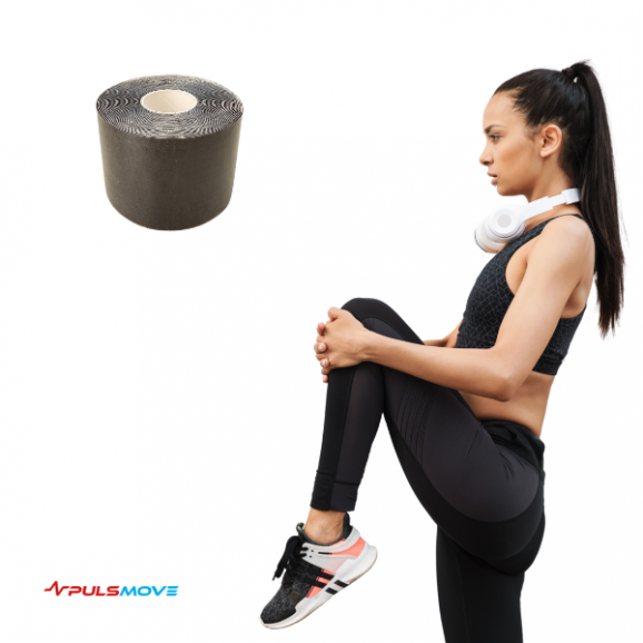 PULSMOVE Taśmy Kinezjologiczne Taśma do kinesiotapingu 5cmx5m Czarna - zdjęcie produktu