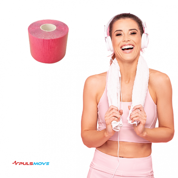 PULSMOVE Taśmy Kinezjologiczne Taśma do kinesiotapingu 5cmx5m Różowa - zdjęcie produktu