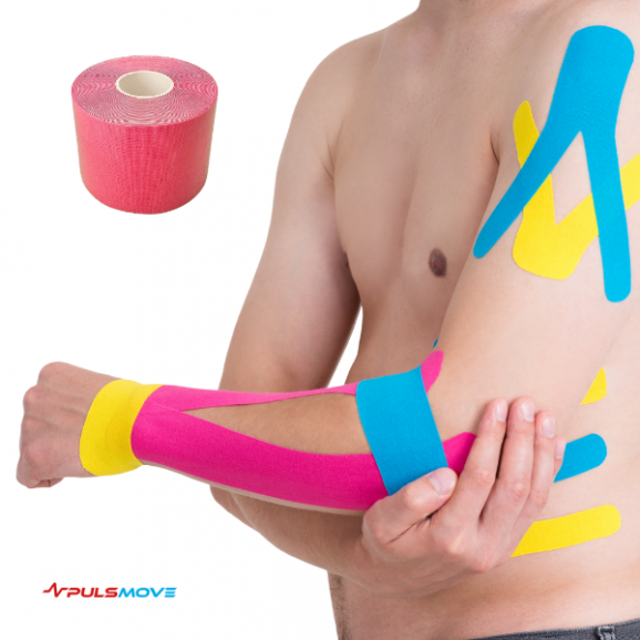 PULSMOVE Taśmy Kinezjologiczne Taśma do kinesiotapingu 5cmx5m Różowa - zdjęcie produktu